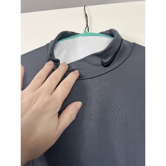 NIKE Pro Combat Fitted TShirt Small‎ Grey Mock Neck Long Sleeve Dri Fit - Picture 4 of 7